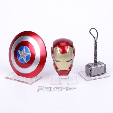 The Avengers Iron Man Captain America Thor Hammer Acrylic Base Mini Action Figure Toys